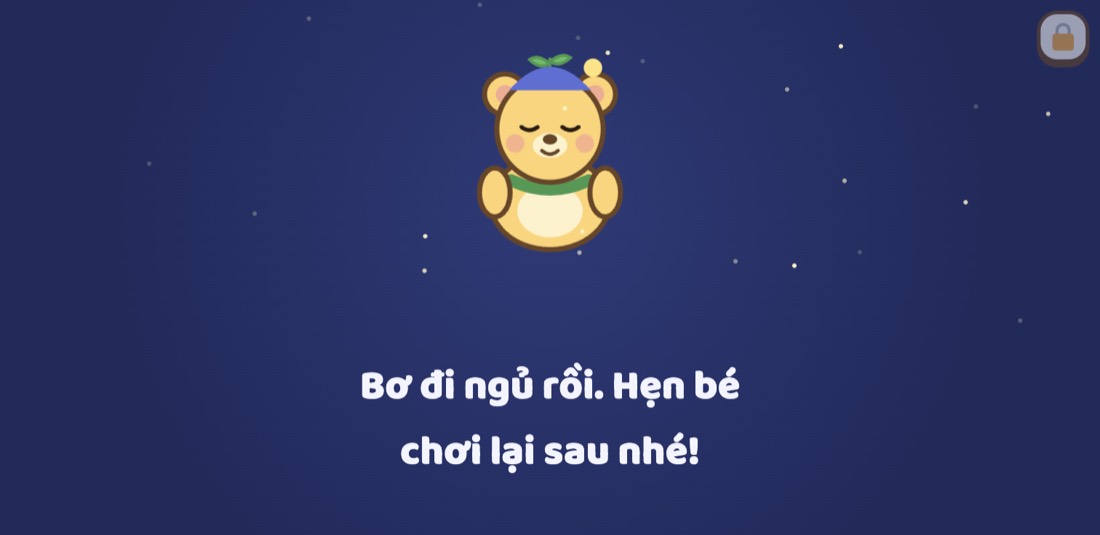 Gấu Bơ đi ngủ, màn hình đêm